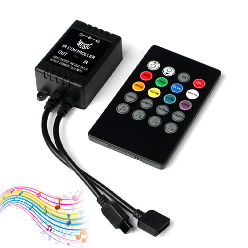 DC12/24V 2A3CH Max 72W LED Music Controller With 20keys RF Remote control For 3528 5050 Color Change LED Light Strips or Modules